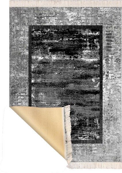 Bazaarforum Dekoratif Saçaklı Mermer Desen Yeni Model Pvc Deri Kaymaz Taban Dijital Baskı Halı 80X300 cm CK-641 modelleri