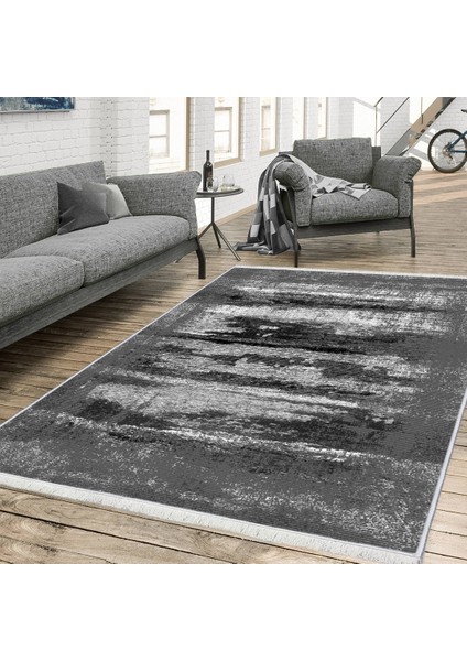 Bazaarforum Dekoratif Saçaklı Mermer Desen Yeni Model Pvc Deri Kaymaz Taban Dijital Baskı Halı 180X280CM CK-643