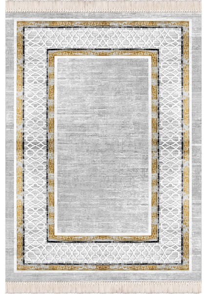 Bazaarforum Dekoratif Saçaklı Mermer Desen Yeni Model Pvc Deri Kaymaz Taban Dijital Baskı Halı 80X200CM CK-652
