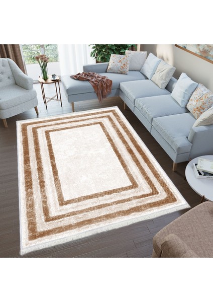 Bazaarforum Dekoratif Saçaklı Mermer Desen Yeni Model Pvc Deri Kaymaz Taban Dijital Baskı Halı 80X200CM CK-646