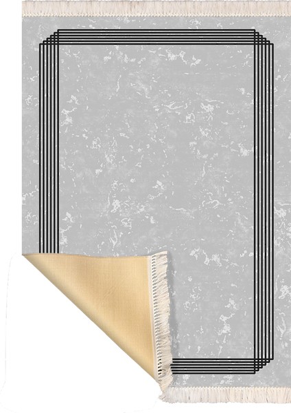 Bazaarforum Dekoratif Saçaklı Mermer Desen Yeni Model Pvc Deri Kaymaz Taban Dijital Baskı Halı 80X300 cm CK-651 modelleri