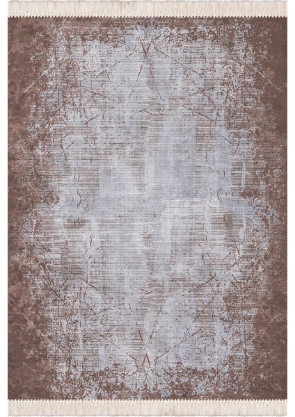 Bazaarforum Dekoratif Saçaklı Mermer Desen Yeni Model Pvc Deri Kaymaz Taban Dijital Baskı Halı 100X300CM CK-656