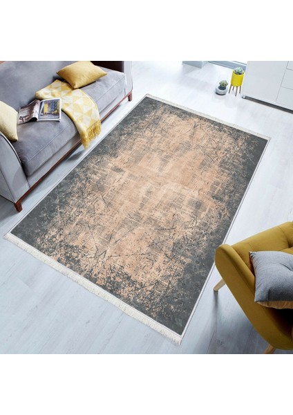 Bazaarforum Dekoratif Saçaklı Mermer Desen Yeni Model Pvc Deri Kaymaz Taban Dijital Baskı Halı 100X300CM CK-657
