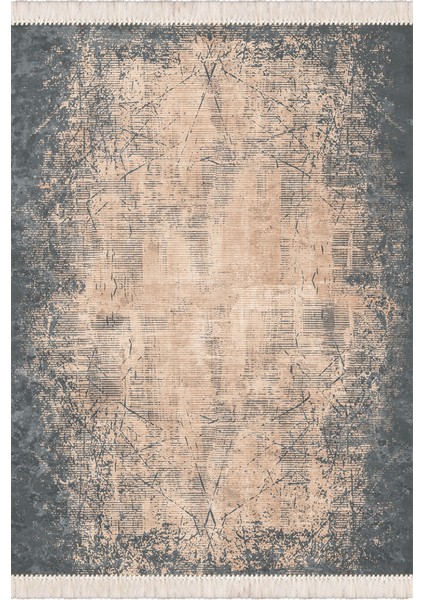 Bazaarforum Dekoratif Saçaklı Mermer Desen Yeni Model Pvc Deri Kaymaz Taban Dijital Baskı Halı 100X300CM CK-657