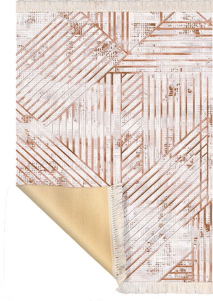 Bazaarforum Dekoratif Saçaklı Mermer Desen Yeni Model Pvc Deri Kaymaz Taban Dijital Baskı Halı 160X230CM CK-662