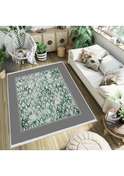 Bazaarforum Dekoratif Saçaklı Mermer Desen Yeni Model Pvc Deri Kaymaz Taban Dijital Baskı Halı 180X280CM CK-660