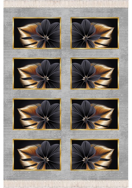 Bazaarforum Dekoratif Saçaklı Mermer Desen Yeni Model Pvc Deri Kaymaz Taban Dijital Baskı Halı 80X140CM CK-663