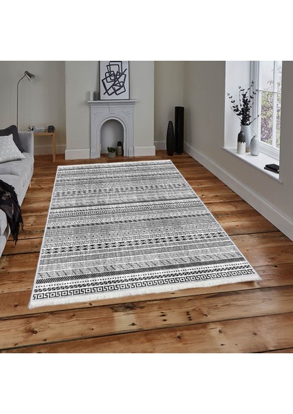 Bazaarforum Dekoratif Saçaklı Mermer Desen Yeni Model Pvc Deri Kaymaz Taban Dijital Baskı Halı 100X300CM CK-667