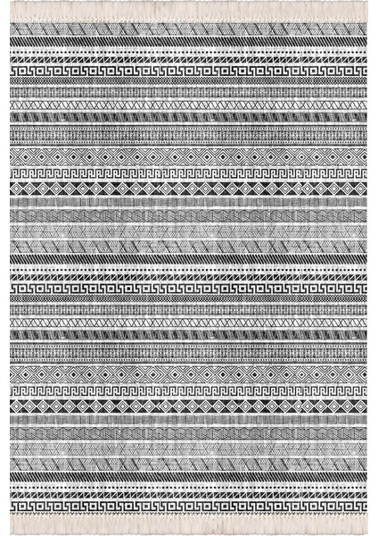 Bazaarforum Dekoratif Saçaklı Mermer Desen Yeni Model Pvc Deri Kaymaz Taban Dijital Baskı Halı 160X230CM CK-667