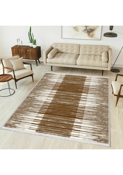 Bazaarforum Dekoratif Saçaklı Mermer Desen Yeni Model Pvc Deri Kaymaz Taban Dijital Baskı Halı 80X300 cm CK-673