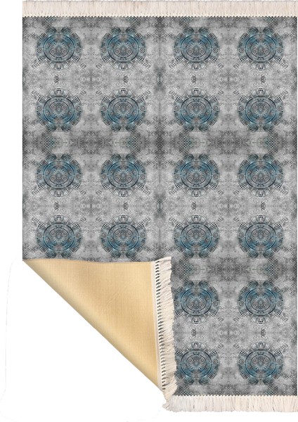 Bazaarforum Dekoratif Saçaklı Mermer Desen Yeni Model Pvc Deri Kaymaz Taban Dijital Baskı Halı 80X140CM CK-678