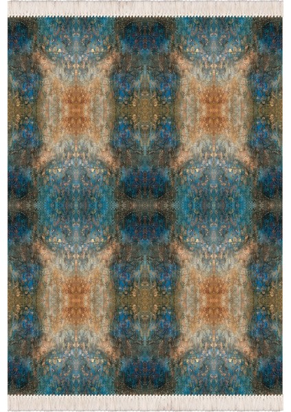 Bazaarforum Dekoratif Saçaklı Mermer Desen Yeni Model Pvc Deri Kaymaz Taban Dijital Baskı Halı 80X140CM CK-677