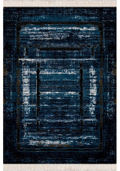Bazaarforum Dekoratif Saçaklı Mermer Desen Yeni Model Pvc Deri Kaymaz Taban Dijital Baskı Halı 80X140CM CK-693