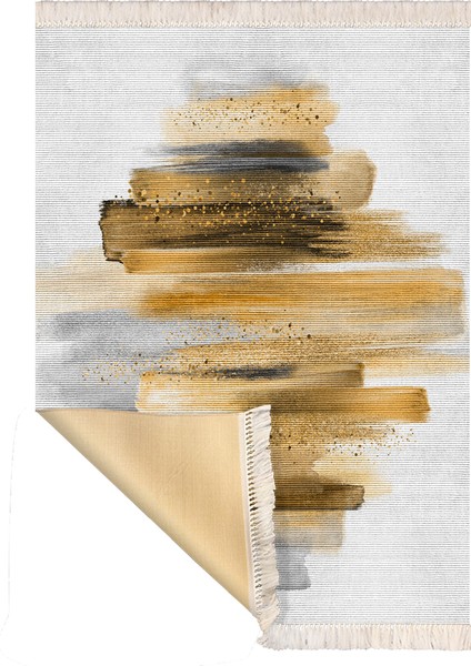Bazaarforum Dekoratif Saçaklı Mermer Desen Yeni Model Pvc Deri Kaymaz Taban Dijital Baskı Halı 160X230CM CK-688