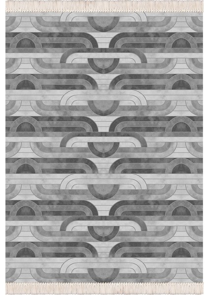 Bazaarforum Dekoratif Saçaklı Mermer Desen Yeni Model Pvc Deri Kaymaz Taban Dijital Baskı Halı 100X140 cm CK-690