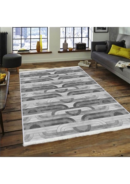 Bazaarforum Dekoratif Saçaklı Mermer Desen Yeni Model Pvc Deri Kaymaz Taban Dijital Baskı Halı 180X280CM CK-690