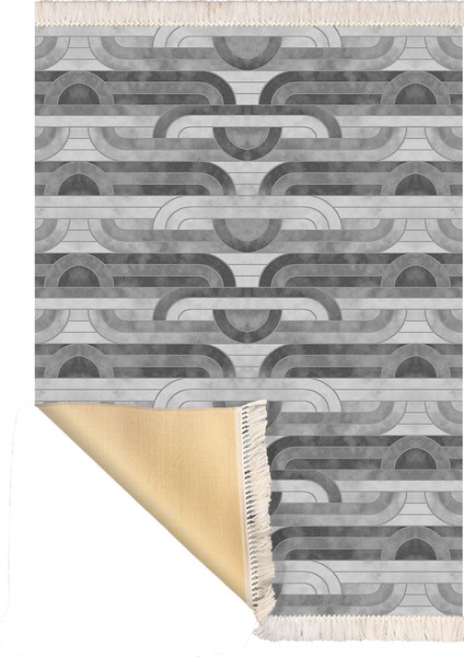 Bazaarforum Dekoratif Saçaklı Mermer Desen Yeni Model Pvc Deri Kaymaz Taban Dijital Baskı Halı 180X280CM CK-690