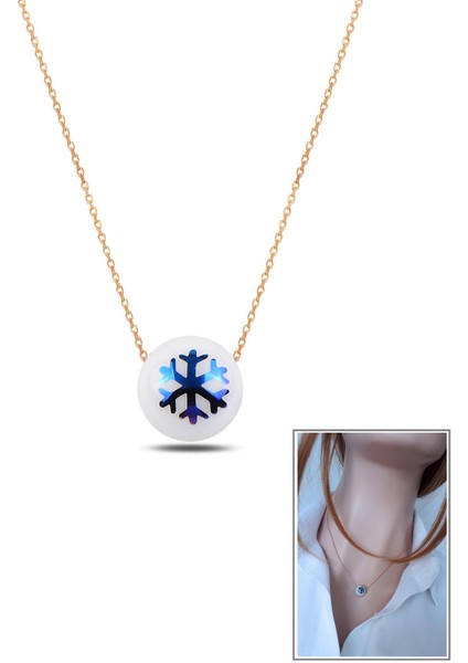 Rose Porselen Mavi Sırlı Kar Tanesi Küre Kolye fiyatları