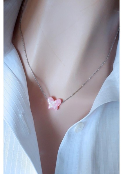 Pembe Kelebek Resin Taş Kolye fırsatları