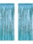2 Adet 90 cm × 200 cm Metalize Arka Fon Kapı Perdesi Püsküllü Fon Süsü Mavi 1