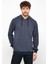 Erkek Lacivert Bisiklet Yaka Nakış Detaylı  Regular Fit Sweatshirt 1