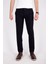 Lacivert Slim Fit Likralı Erkek Keten Pantolon 4