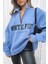 Mad Girls Indigo Fermuar Detaylı Sweatshirt MG1246 2
