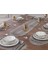 Amerikan Servis Supla ve Runner Seti 12 Kişilik Set Nakışlı Vivien Gri 13 Parça Masa Sunum Takımı 1