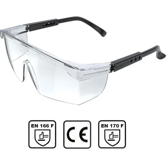 Badem10 Baymax Iş Güvenlik Gözlüğü Kulak Ayarlı Koruyucu Gözlük Şeffaf