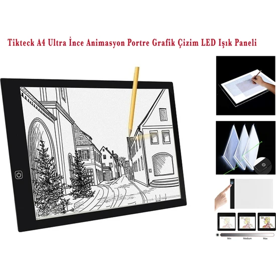 Tikteck A4 LED Ultra İnce Animasyon, Çizgi Film, Portre, Dövme Grafik Çizim Tableti