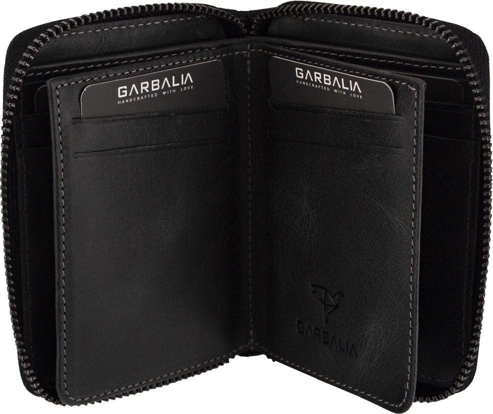 Garbalia Fargo Vintage Deri Fermuarlı Kartlık Cüzdan Siyah görsel 4