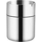 MaxiFlow Dekoratif Paslanmaz Çelik Küllük 9 cm Yuvarlak Metal Hazneli Gri Renk