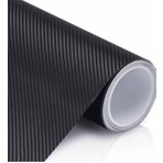 AutoFolyo Siyah Karbon Fiber Folyo 50 cm X 3 Metre Hava Kanallı Yapışkanlı Kaplama