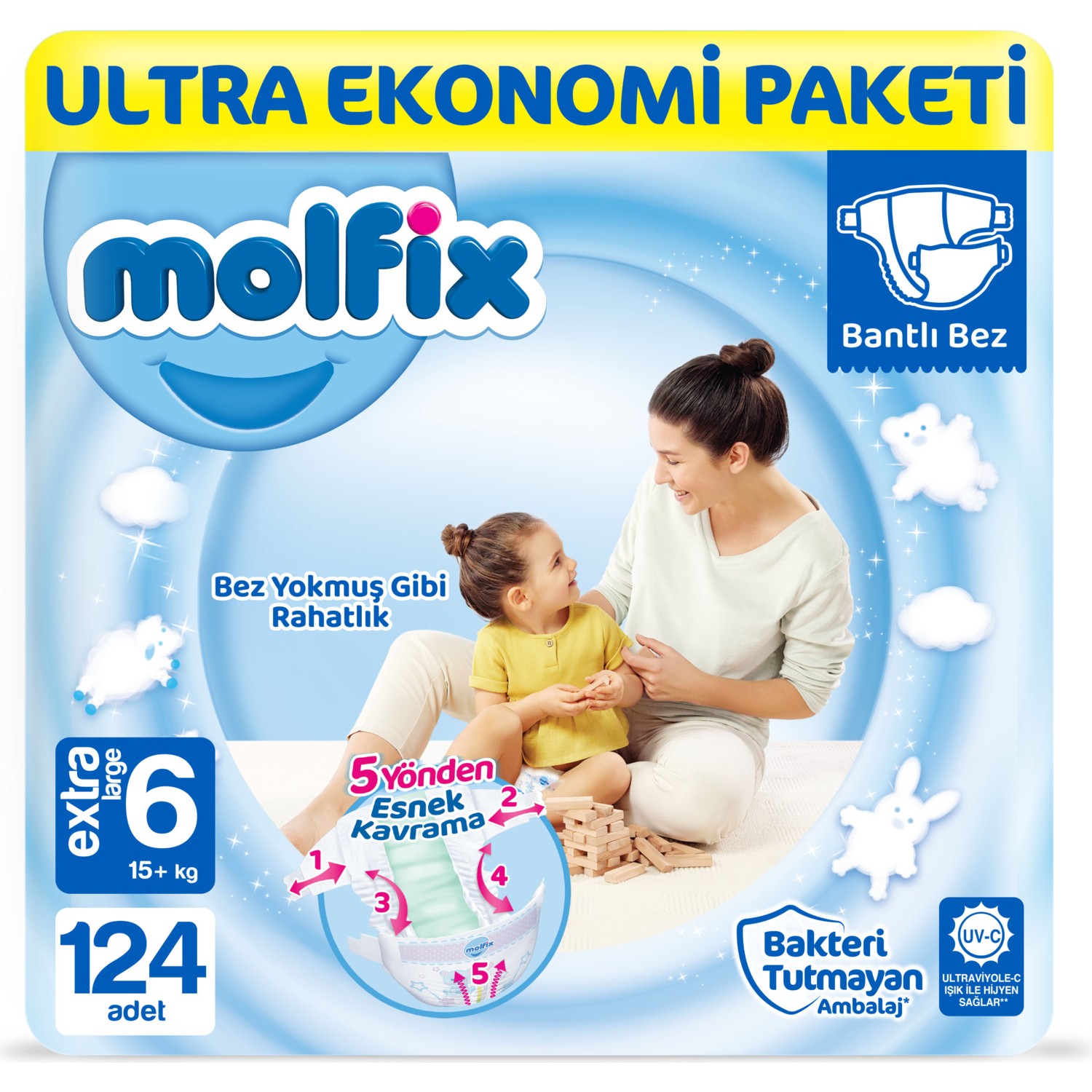Molfix Bebek Bezi 6 Beden E Large Ultra Ekonomi Paketi 124 Fiyati