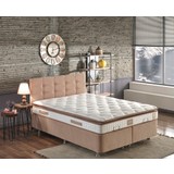 Niron Queen Yatak Seti 180x200 Çift Kişilik Pedli Yatak Sütlü Kahve Kumaş Baza, Başlık ve Yatak Takımı