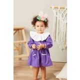 Baby Joko Pamuk Geniş Yakalı Arkadan Düğmeli Mor Renkli Kız Çocuk Elbise