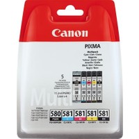 Canon PGI-580PGBK + CLI-581 Mürekkep Kartuşu Renkli 2078C005 - 5'li Set