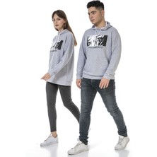 Vıshenka Unisex Anime Baskılı 3 Iplik Kapüşonlu Kanguru Cepli Gri Renk Sweatshirt