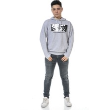 Vıshenka Unisex Anime Baskılı 3 Iplik Kapüşonlu Kanguru Cepli Gri Renk Sweatshirt