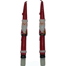 Pandoli Yılbaşı Noel Baba Figürlü 25 cm Kırmızı Renk 2 Adet Şamdan Mumu.
