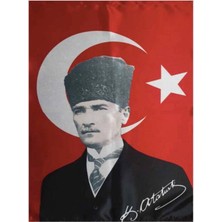 Çelik Online Atatürk Poster Bayrak Kalpaklı 100X150 cm Saten Kumaş