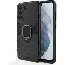 Microcase Samsung Galaxy S21 Fe Batman Serisi Yüzük Standlı Armor Kılıf - Siyah