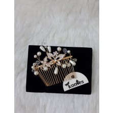 Kontes Gelin Tacı Gold Saç Aksesuarı