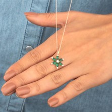Miavi Silver 925 Ayar Gümüş Zümrüt Nergis Çiçeği Kolye 