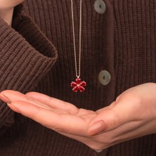 Miavi Silver 925 Ayar Gümüş Yakut Taşlı Papatya Kolye 