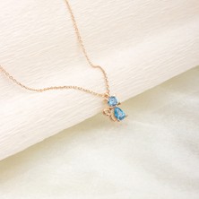 Miavi Silver 925 Ayar Gümüş Aquamarine Taşlı Kedi Kolye