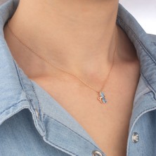 Miavi Silver 925 Ayar Gümüş Aquamarine Taşlı Kedi Kolye