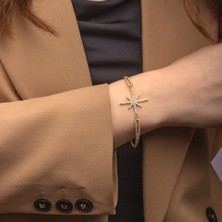 Miavi Silver 925 Ayar Gümüş Kelepçe Modeli Kuzey Yıldızı Bileklik 