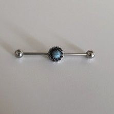 Bylin Cerrahi Çelik Turkuaz Taşlı Köprü Piercing 36 mm