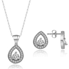 Miavi Silver 925 Ayar Gümüş Pırlanta Modeli Damla Kolye Küpe Kombin 